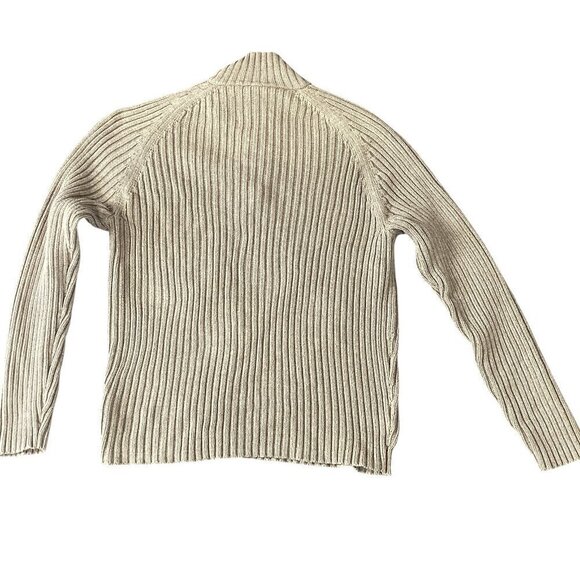 Abercrombie & Fitch Muscle Ribbed Knit 1/4-Zip Pullover L Beige/Tan #320C - Picture 3 of 5